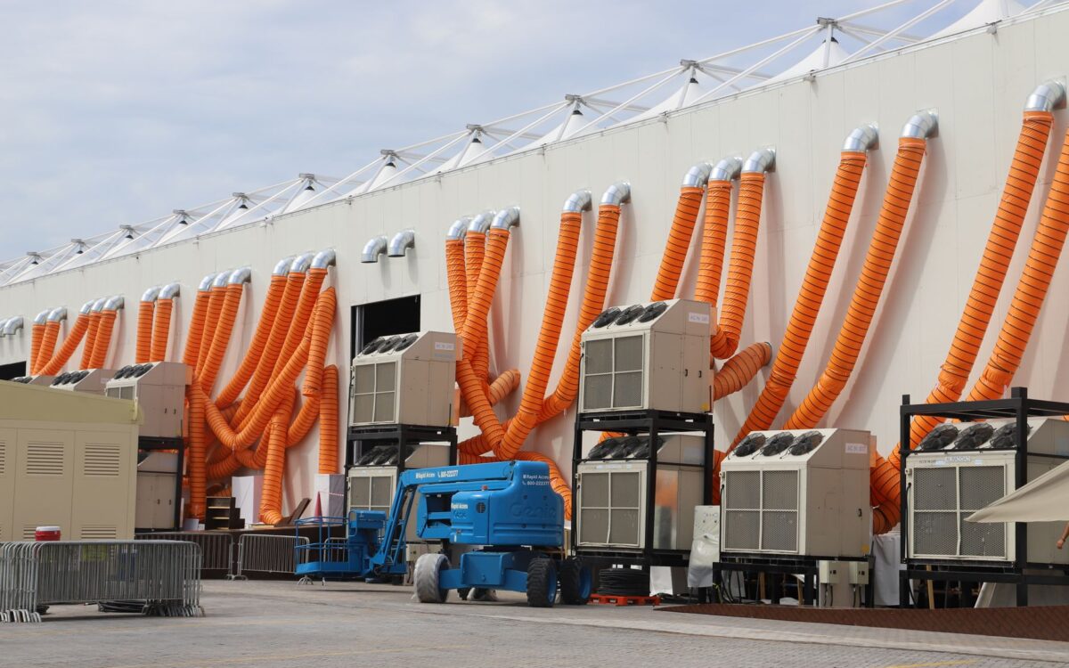 Specialty equipment rentals for Utah construction including power systems, HVAC units, and safety gear on active job site