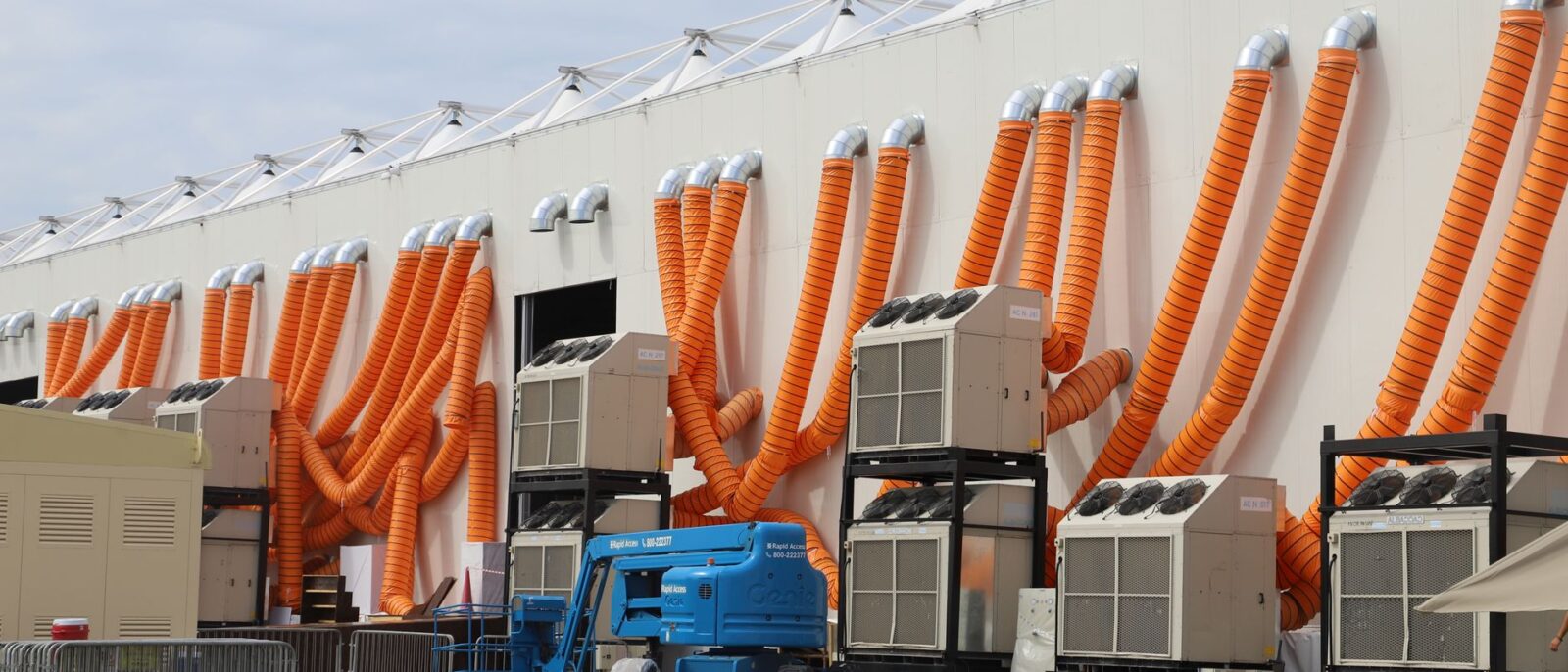 Specialty equipment rentals for Utah construction including power systems, HVAC units, and safety gear on active job site